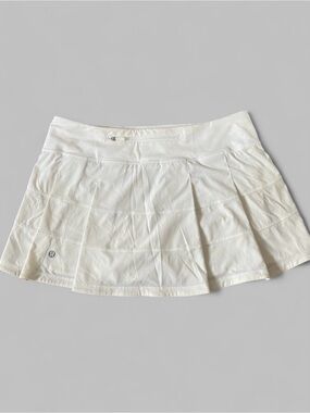 White Lululemon Pace Rival Mid Rise Tennis Skirt
